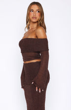 In Too Deep Long Sleeve Knit Top Chocolate