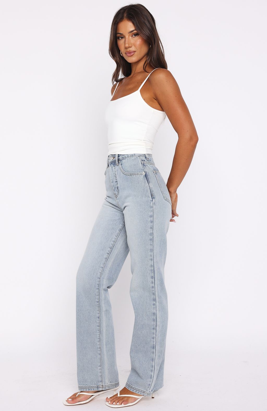 Alyssa High Rise Straight Leg Jeans Light Blue