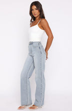 Alyssa High Rise Straight Leg Jeans Light Blue