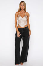 Roller Queen Fringe Halter Top Gold