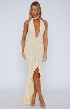 Let It Ride Halter Maxi Dress Lemon