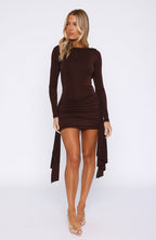Love Game Long Sleeve Mini Dress Chocolate