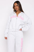 From The Archives Kenzie Boxy Zip Front Hoodie Grey Marle