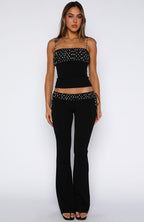 Saving My Heart Pants Black/White Polka Dot