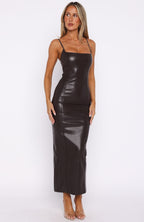 Forever Wanting PU Midi Dress Chocolate
