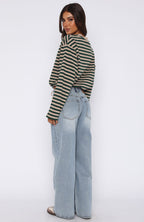 Kendall Mid Rise Wide Leg Jeans Light Blue