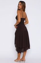 Dancing In Greece Midi Dress Chocolate