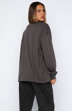 Feel The Vibe Long Sleeve Tee Charcoal