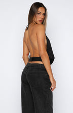 What Was I Thinking Halter Top Black