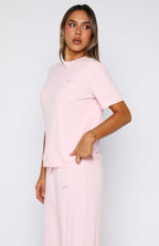 Come A Long Way Soft Lounge Ribbed Tee Pink