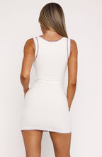 Chill Mode Ribbed Mini Dress Cream