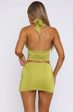 After Glow Halter Top Olive