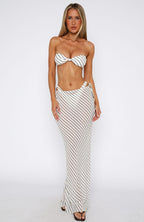 Luminous Maxi Skirt Cream/Choc Stripe