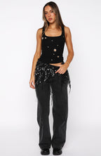 Chrome Aura Ribbed Tank Black