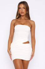Light Up My Life Strapless Mini Dress White