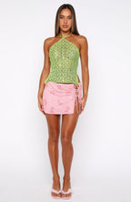 Fairy Dust Sequin Crochet Top Kiwi