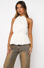 Hi Hunny Halter Top White