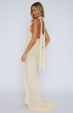 Let It Ride Halter Maxi Dress Lemon