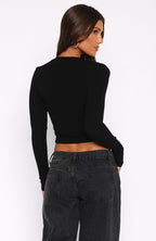 Get Your Bag Long Sleeve Top Black
