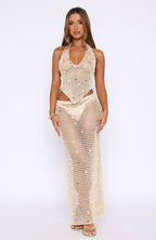 Dance With You Crochet Maxi Skirt Sand