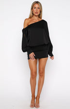 Love Letter Long Sleeve Mini Dress Black