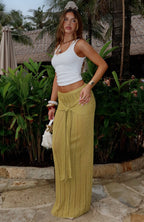 Out At Sea Knit Maxi Skirt Chartreuse