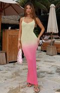 Sunshine Soul Crochet Maxi Dress Lemon/Pink Ombre