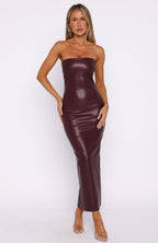 Love Is Gone PU Maxi Dress Deep Plum