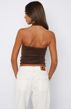 Hot Stuff Halter Knit Top Mocha