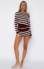 Everything To Everybody Sweater Burgundy Stripe
