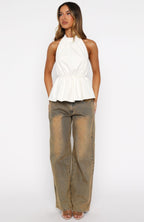 Hi Hunny Halter Top White