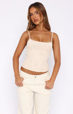 Can't Handle Me Beaded Tank Top Cream