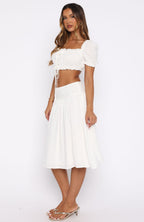 Tender Moments Midi Skirt White