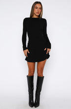 Let's Be Together Long Sleeve Mini Dress Black