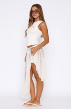 Milan Mornings Lace Maxi Skirt Off White