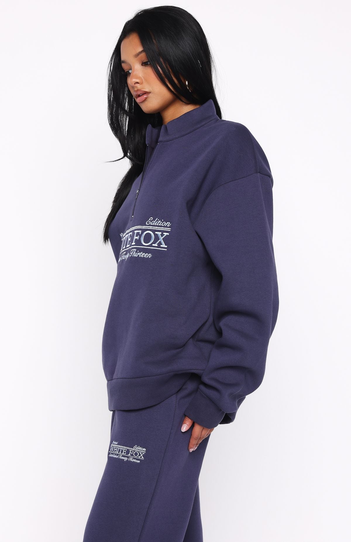 Standing My Ground Zip Front Sweater Navy