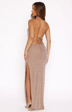 Beautiful Life Beaded Maxi Skirt Nude
