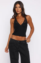 From The Skies Halter Top Black