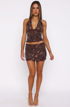 Capri Cove Beaded Mini Skirt Chocolate