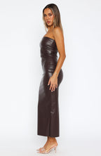 Love Is Gone PU Maxi Dress Chocolate
