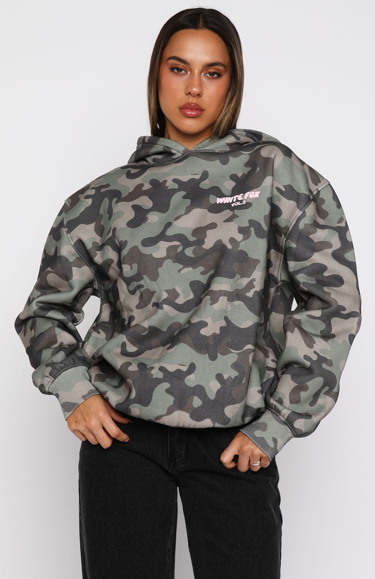 Offstage Printed Oversized Hoodie Washed Camo