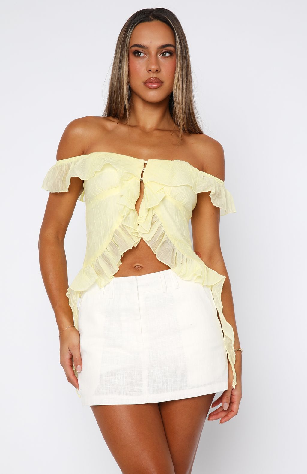 Love The View Off Shoulder Top Lemon