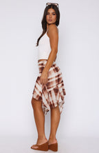 Crazy Romantic Midi Skirt Chocolate Plaid