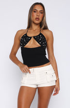 Left On Read Halter Top Black