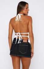 Comes In Waves Halter Top White