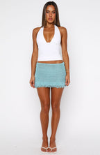 Cha Cha Knit Mini Skirt Aqua