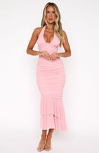 Electric Love Halter Midi Dress Baby Pink