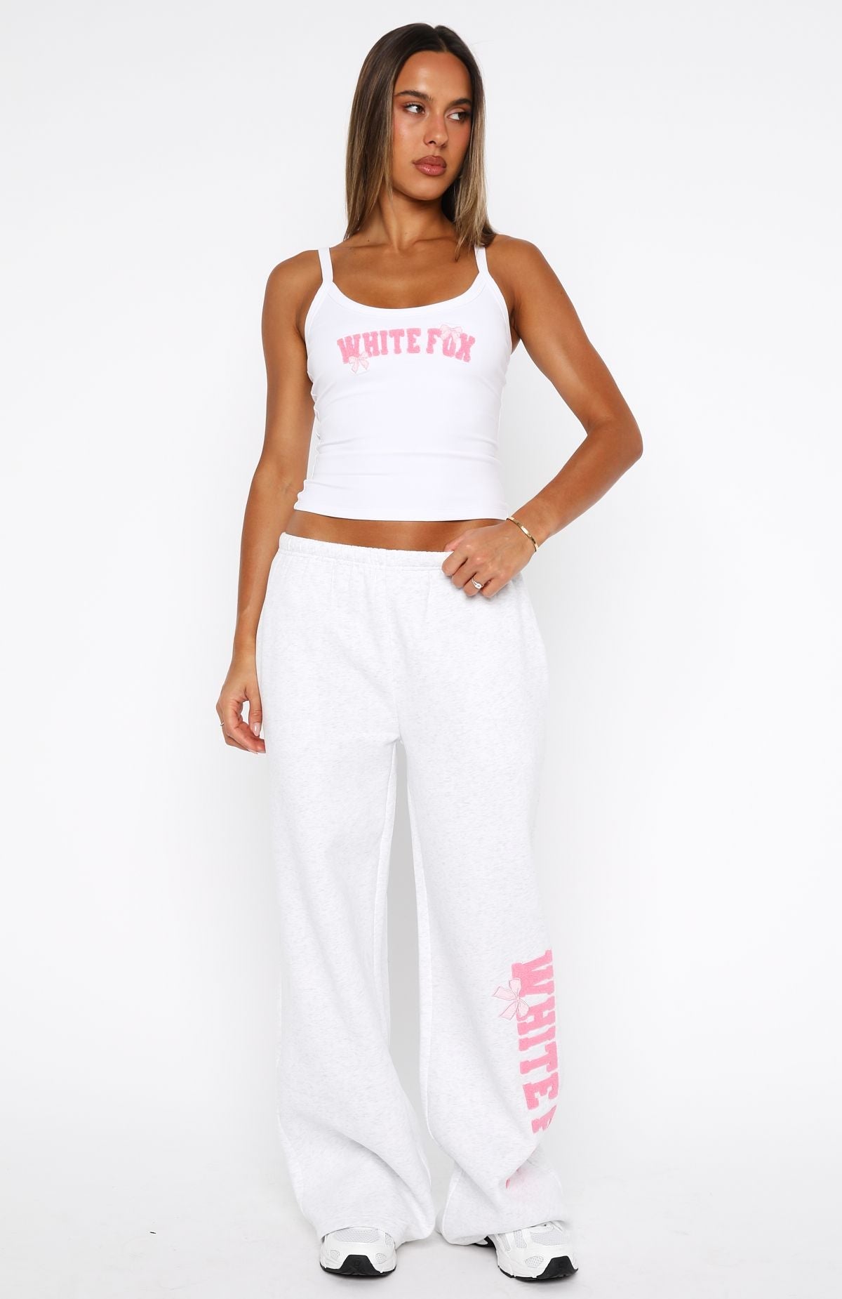 Daydreamers Madeline Wide Leg Sweatpants Grey Marle