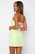 Make Up My Mind Sequin Mini Dress Lime Spritz