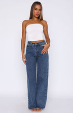 Bring The Style High Rise Wide Leg Jeans Admiral Blue